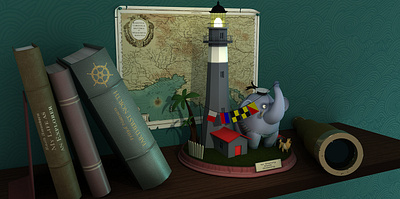 Lighthouse for Danny 3d 3d art arnold diorama illustraion kids maya modeling