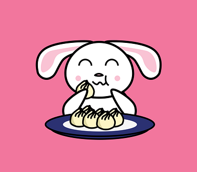 Inktober 2019 - Day 25 - Tasty bunny cute design dumplings illustration inktober inktober2019 rabbit tasty vector