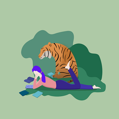 Tiger & Lily character flat illustraion story surrealism tiger vector