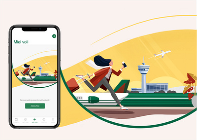 My flights airport character design digital art drawing flight flight app girl illustraion late luggage procreate ui design user experience