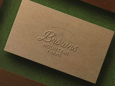 BROWNS Business Card borwn branding businesscard cannbisfarm emboss farm lettering logo mountain wood