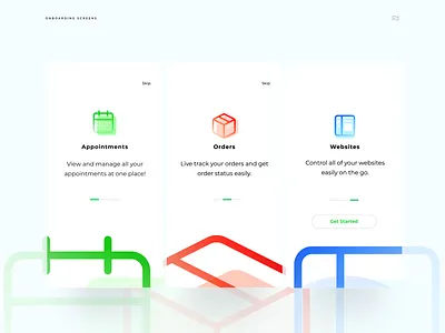 Onboarding Screens for an appointment App android app clean flat minimal type typography ui ux web