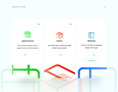 Onboarding Screens for an appointment App android app clean flat minimal type typography ui ux web