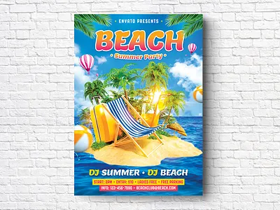 Beach Summer Flyer bar beach flyer beach party bikini club event flyer holiday hot summer music nightclub ocean party poster sea summer summer beach flyer summer beach party summer event summer holiday