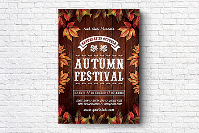 Autumn Fall Festival Flyer autumn celebration club design event fall festival flyer halloween harvest holiday invitation leaf leaves music night nightclub october octoberfest oktoberfest