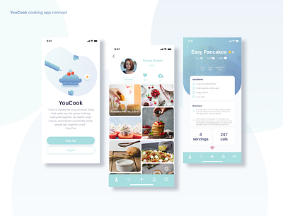 YouCook app design app mobile colors colours concept cooking cooking app mobile ui uiux user experience user interface user profile ux