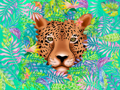 Yaguareté animales argentina bosquejo botánico cartel colores design ecología extinción felino felinos hojas ilustración mamífero naturaleza salvajes selva vector yaguareté yaguareté