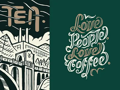 TEN. branding coffee illustration lettering mural packaging type typography