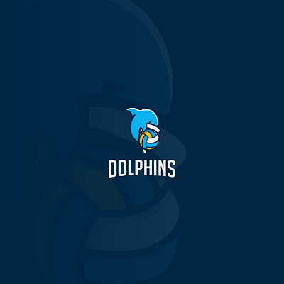 Dolphins design flat icon illustration logo typography vector