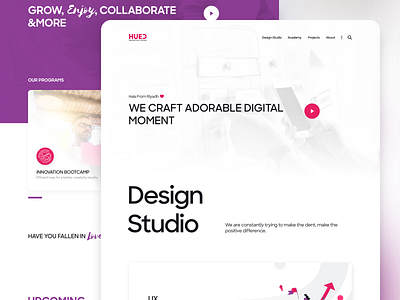 HUED website - Landing page calendar contact corporate featured landing one page services slider team training vector web