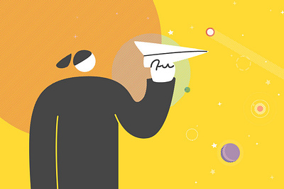 newsletter banner illustration newsletter paperplane planet subscribe universe yellow