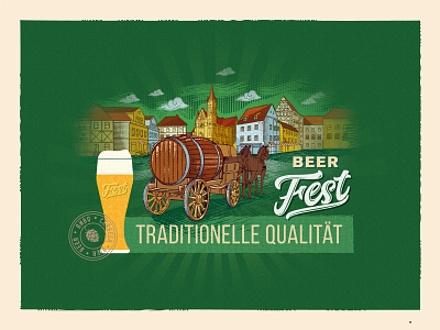 Beer Festival poster barrel beer craft drink festival german glass illustration poster wain