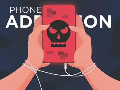 Phone Addiction addiction cranium earphones illustration iphone phone phone addiction