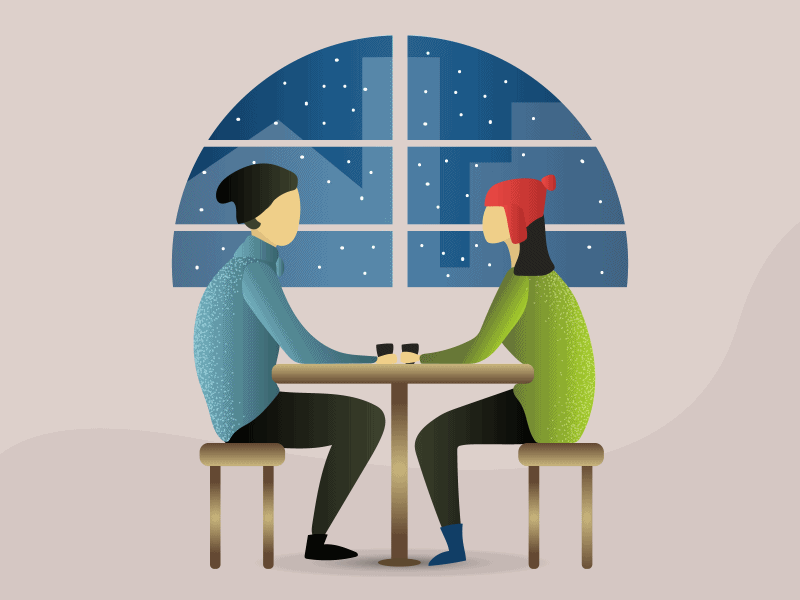 Winter Date adobe animated gif animation app artwork color design digital flat gif gradient illustration illustrator liquid minimal ui vector website winter