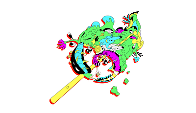 Organic lollipop flat design illustration psychedelic surreal