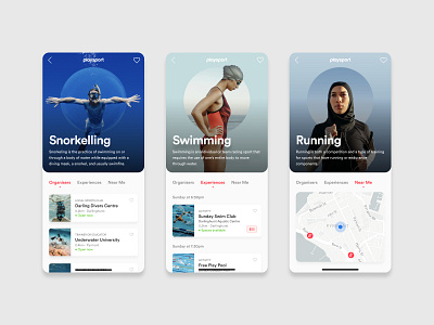 PlaySport | Sport Screen 2 app design running snorkelling sport sports sports design swimming ui ui cards ux ux design visual design