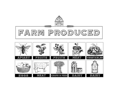 Farm Produced Logo & Icons icon logo logo design old fashioned vintage