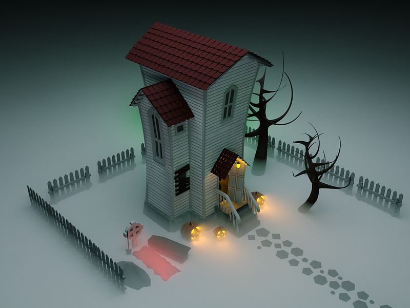 Gloomy house 3d c4d coronarender fog helloween home house illustration isometry modelling