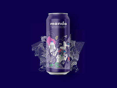 MANDA GRAPE JUICE can drawing feminist grapejuice greek illustration island package design packagedesign packaging santorini vector