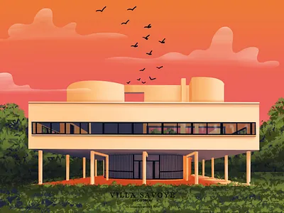Villa Savoye I Le Corbusier architect architectural illustration art branding colorfull colorfull illustration digital art digital illustration digital painting graphic design graphic design graphicnovel illustration illustrations poster design procreate uidesign uxdesign uxui webdesign