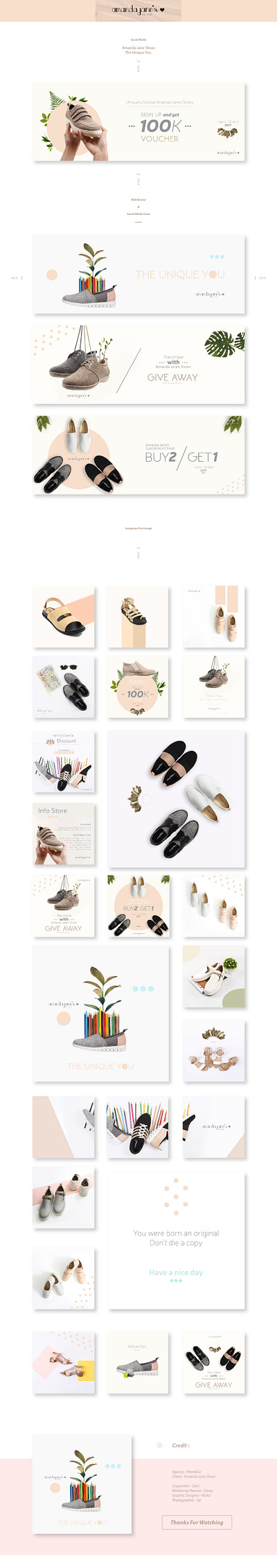 the unique you - amanda jane's shoes ads design chic design design graphic digital fashion fashion brand flatlays footwear graphic lifestyle brand minimalist photos promotional design shoes social media banner social media design social media pack tropical vector