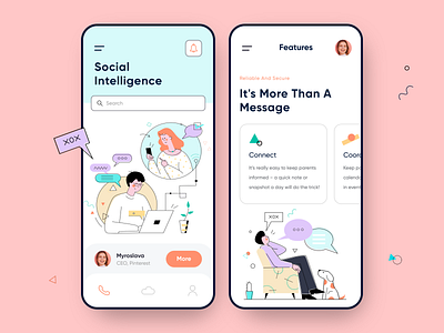 Social Mobile App app chat chat app clean collaboration colorful illustration illustrations management minimal mobile mobile app responcive responsive design social social app ui