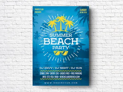 Summer Beach Party Flyer beach beach flyer beach holiday beach party club flyer island nightclub party party flyer poster psd sea sky summer summer beach holiday summer beach party summer car summer event summer holiday