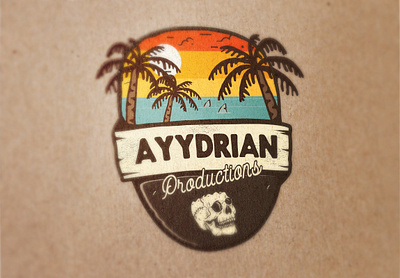 Ayydrian Productions Logo adobe illustrator badge logo branding california vibes design logo logo design skull sun vector vibes