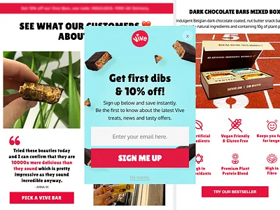 Eat Vive bars e mail email email design email marketing justuno klaviyo marketing newsletter popups responsive template