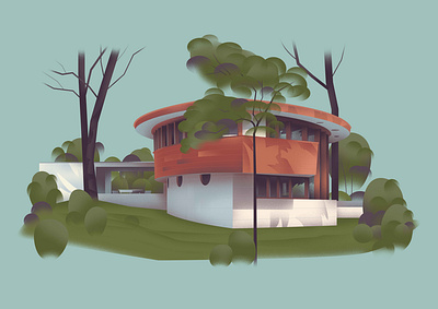 Florida – Lewis Spring House (1954) architecture art design home illustration series