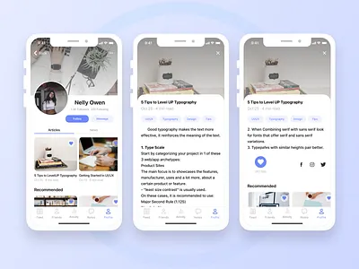 Blog article blog blog design blog post blogger colors concept ios mobile mobile app profile ui uiux user experience user interface ux