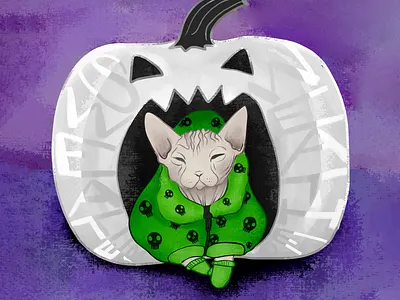 Halloween Sphynx illustration