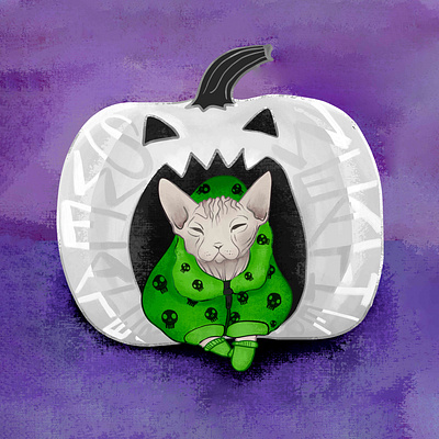 Halloween Sphynx illustration