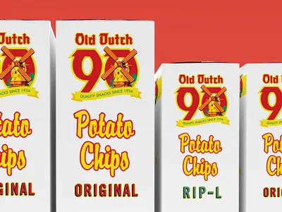 Old Dutch 90th Anniversary Logo 1930s 90th anniversary chip chips food logo old dutch packaging potato chips retro snacks vintage