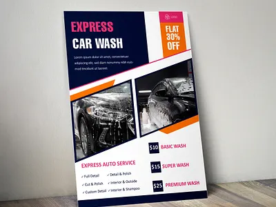 Auto Detailing & Car Wash Flyer auto detailing flyer business flyer car cleaning service car service promotion car wash advertising car wash flyer car wash poster editable car wash flyer flyer design graphic design marketing flyer minimalist flyer modern flyer design professional print design psd flyer template