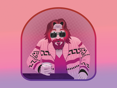 Dude Here! cartoon dude here duder el duderino far out fuck it gradient graphic design halftone his dudeness illustration illustrator jeff bridges photoshop portrait sweater the big lebowski the dude vector