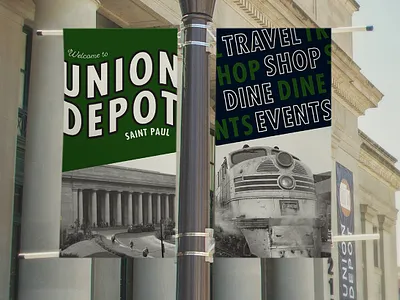 Lamp Post Banner banner banners building community dine events historic lamp post lamp post banners lamppost pole pole banners public events retro shop train transit transportation travel vintage