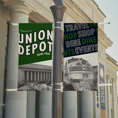 Lamp Post Banner banner banners building community dine events historic lamp post lamp post banners lamppost pole pole banners public events retro shop train transit transportation travel vintage