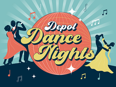 Depot Dance Nights ad ballroom dance class dance lessons dance nights depot dance nights digital digital graphic event graphic invite salsa social media swing