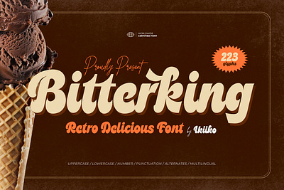 Bitterking - Retro Delicious Font beverages bold branding burger classic coffee delicious drink font food icecream logo logotype packaging retro script serif typeface typography vintage