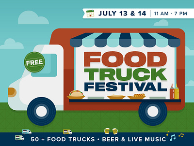 Food Truck Festival Graphic ad beer digital food truck food truck festival graphic hot dog icon illustration music tacos truck