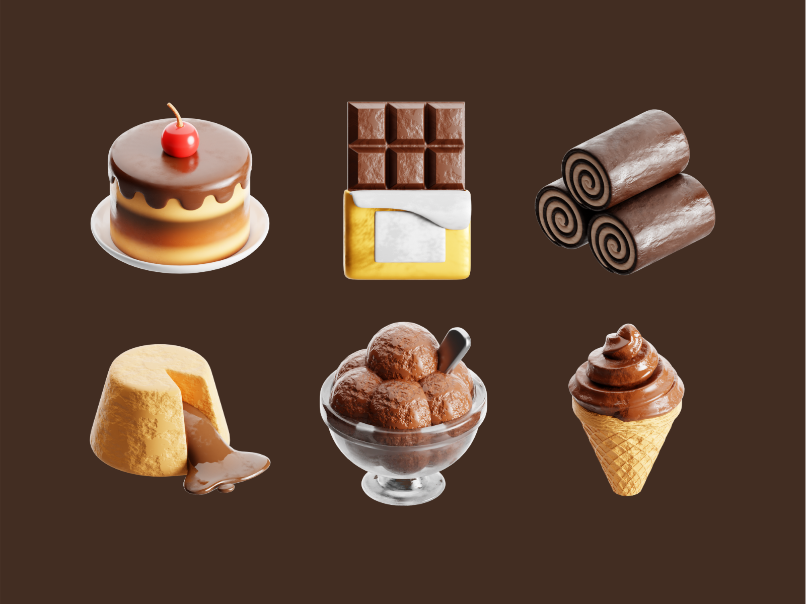 Example of Custom 3D Icon Set (10 Icons)