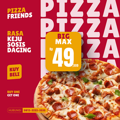 Poster Pizza Friends animation branding graphic design