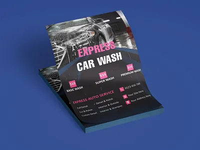 Auto Detailing & Car Wash Flyer auto detailing flyer business flyer car cleaning service car service promotion car wash advertising car wash flyer car wash poster editable car wash flyer flyer design graphic design marketing flyer minimalist flyer modern flyer design professional print design psd flyer template
