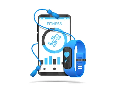 Fitness app concept app fitness illustration jump rope phone rope skipping rope smartphone smartwatch vector watch