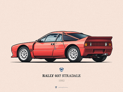 Lancia 037 Stradale (1982) bucket classic cars clean design dream car flat illustration lancia 037 palette series graphic vector vehicles vintage