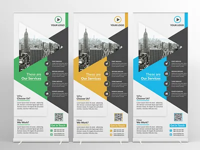 Corporate Roll Up Banner agency banner blue brand branding clean corporate creative design flyer freebie graphic design green identity minimal orange poster roll up banner rollup