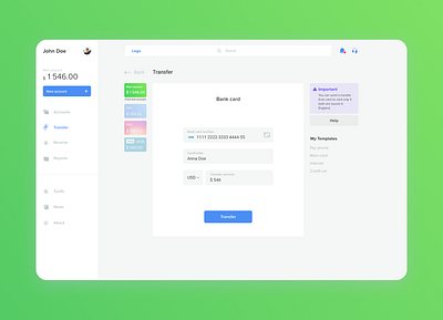 Transfer money app bank app credit card finance app fintech template transfer ui user interface ux