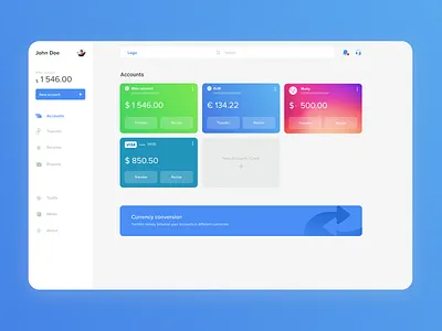 Accounts account currency finance app fintech ui ux