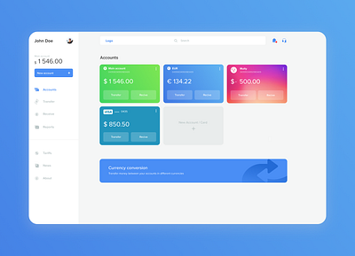 Accounts account currency finance app fintech ui ux